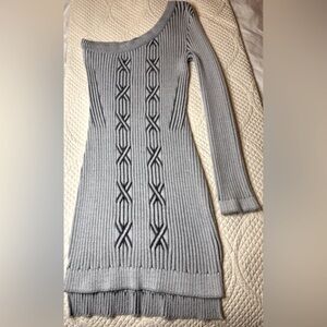 Heather Grey “bebe” one shoulder sweater dress